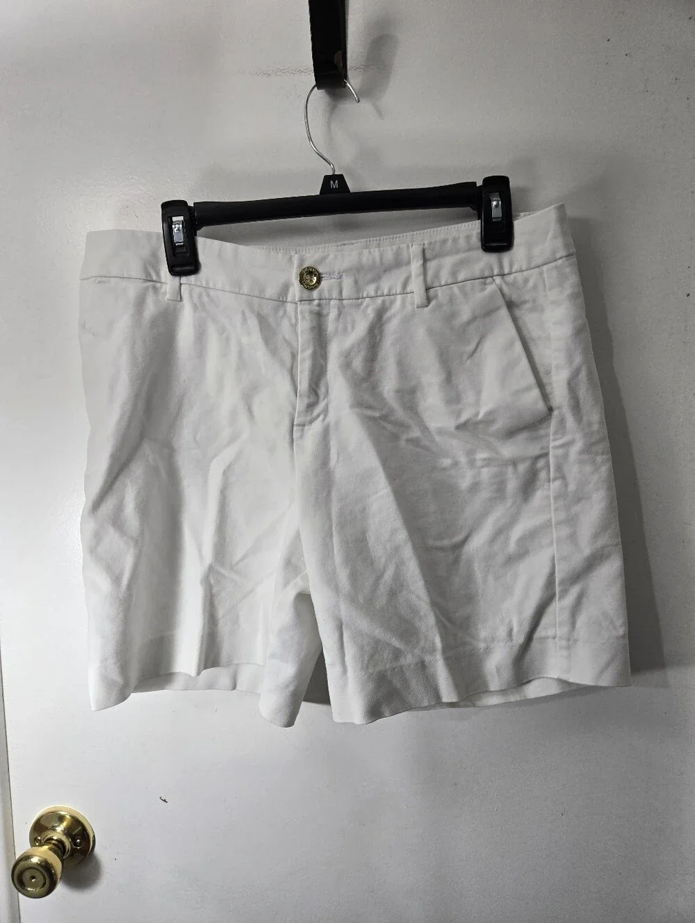 Lilly Pulitzer white mid-rise tailored chino shorts Preppy Nautical Size 10
